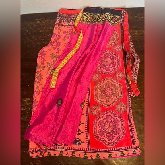 Handmade Pants - Handmade Reversible Silky Pink Wrap Pants XL